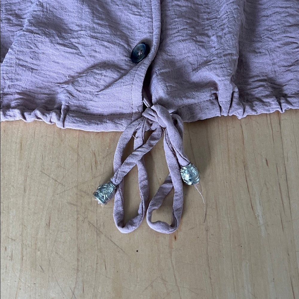 Relaxed Light Pink Utility Jacket with Drawstring Hem - Picture 4 of 4